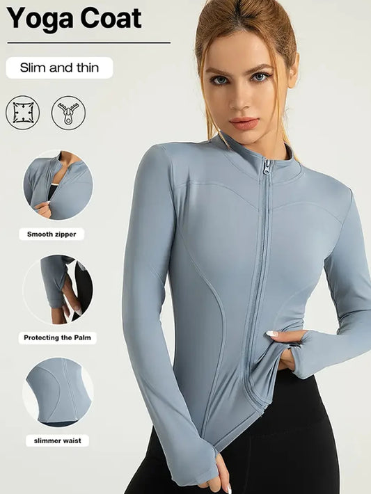 Giacca da fitness, top da donna aderente ad asciugatura rapida