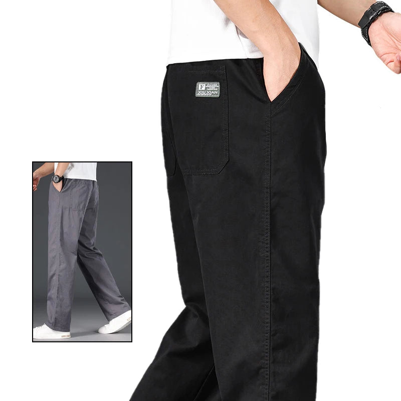 Pantaloni casual da uomo, taglia grande, vestibilità ampia