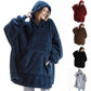 Coperta con cappuccio in pile reversibile da donna per l'inverno