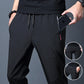 Pantaloni casual da uomo a gamba dritta, taglio slim, con elastico in vita