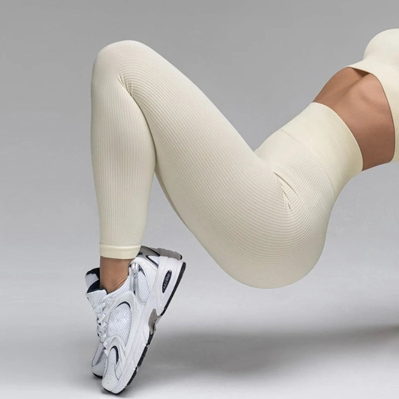 Leggings da yoga a coste per donna, vita alta, palestra e sport