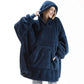 Coperta con cappuccio in pile reversibile da donna per l'inverno