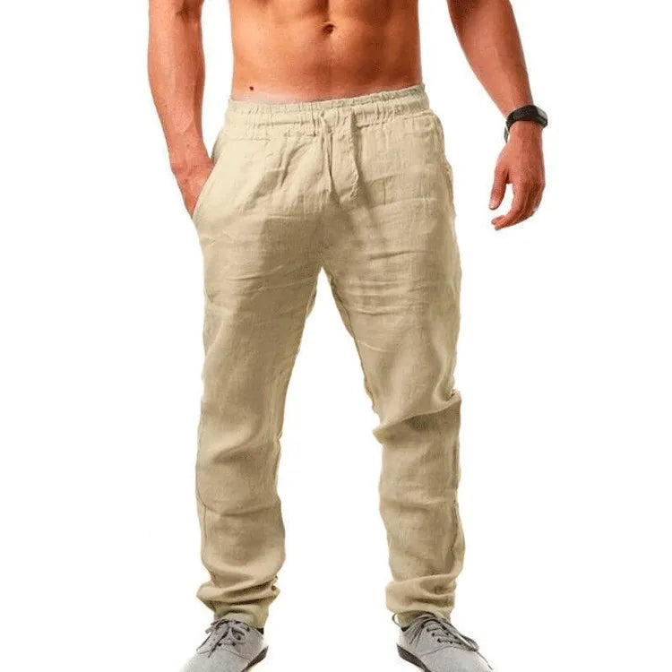 Pantaloni estivi da uomo in lino oversize a gamba larga