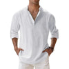 Camicie Henley da uomo a maniche lunghe, in lino, stile streetwear, leggere