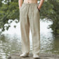 Pantaloni estivi da uomo in lino oversize a gamba larga