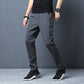 Pantaloni casual da uomo a gamba dritta, taglio slim, con elastico in vita