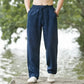 Pantaloni estivi da uomo in lino oversize a gamba larga