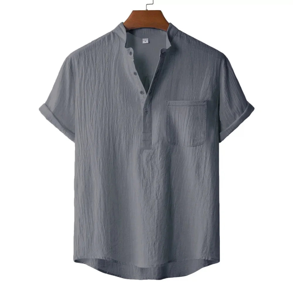 Men's Summer Linen T-shirt Beach Style Short