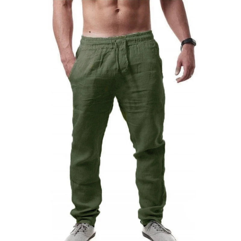 Pantaloni estivi da uomo in lino oversize a gamba larga