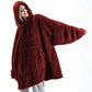 Coperta con cappuccio in pile reversibile da donna per l'inverno
