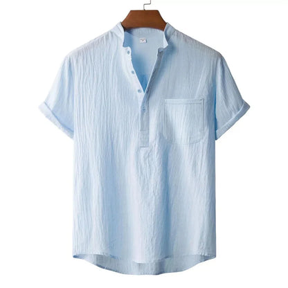 Men's Summer Linen T-shirt Beach Style Short