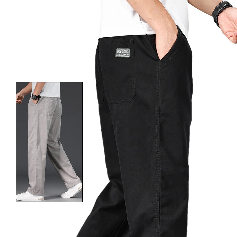 Pantaloni casual da uomo, taglia grande, vestibilità ampia