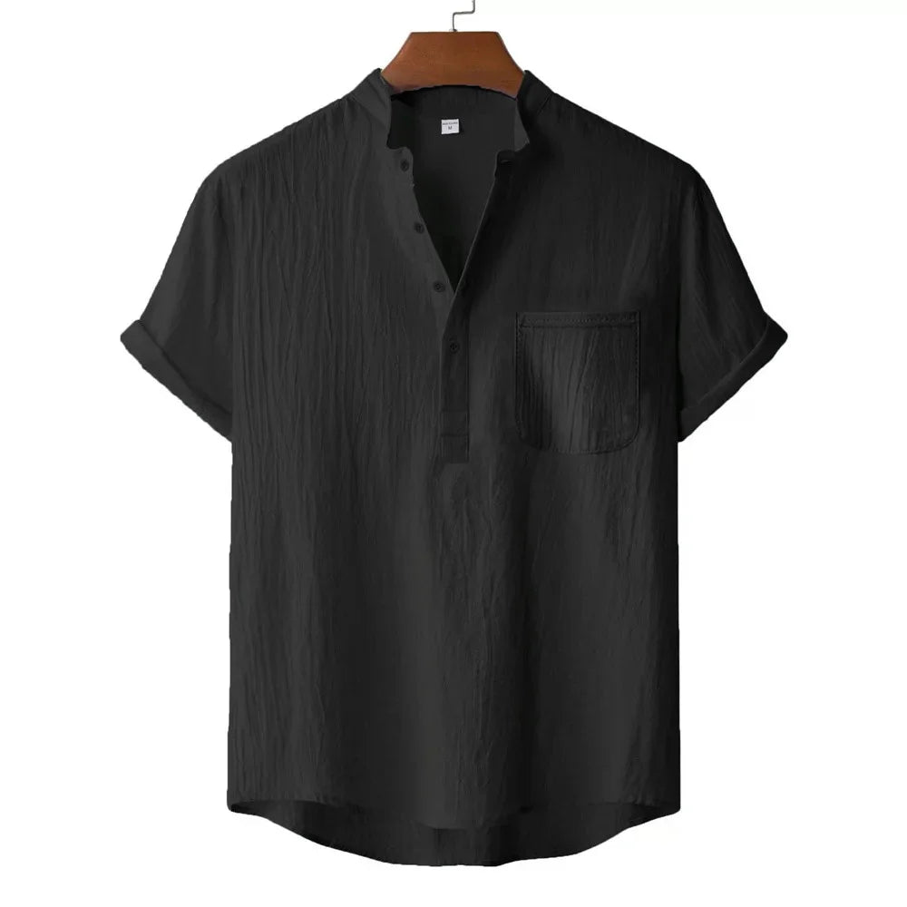 Men's Summer Linen T-shirt Beach Style Short