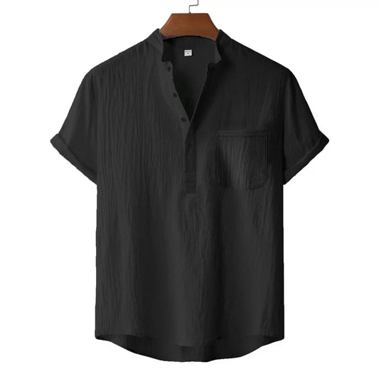 Men's Summer Linen T-shirt Beach Style Short