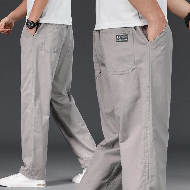 Pantaloni casual da uomo, taglia grande, vestibilità ampia
