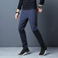 Pantaloni casual da uomo a gamba dritta, taglio slim, con elastico in vita